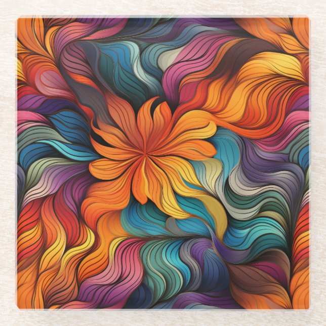 Dessous-de-verre En Verre Dessous de verre en verre d'art rétrodelic (Devant)