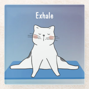 Dessous-de-verre En Verre Dessous de verre en verre de chat Yoga