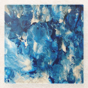 Dessous-de-verre En Verre Dessous de verre en verre de marbre bleu brillant