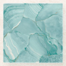 Dessous de verre en verre de marbre verts de