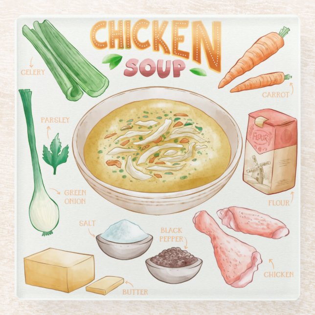 Dessous-de-verre En Verre Dessous de verre en verre de recette de soupe (Devant)