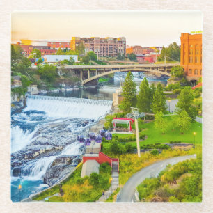 Dessous-de-verre En Verre Dessous de verre en verre de Spokane Falls Washing