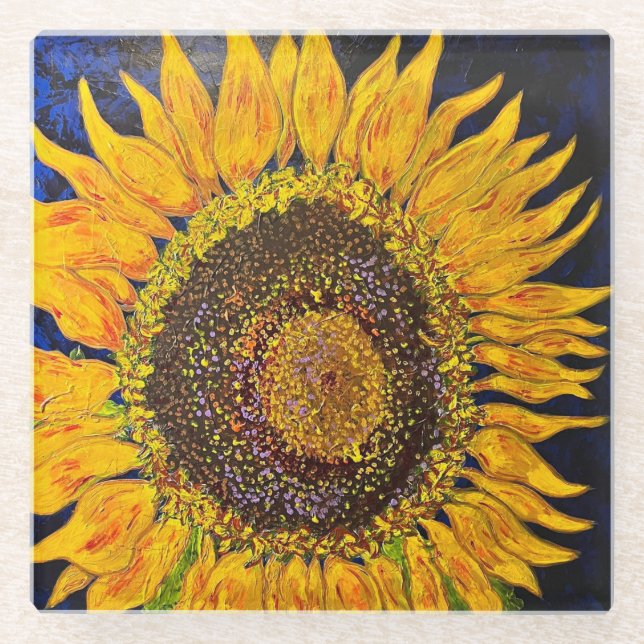 Dessous-de-verre En Verre Dessous de verre en verre de tournesol (Devant)