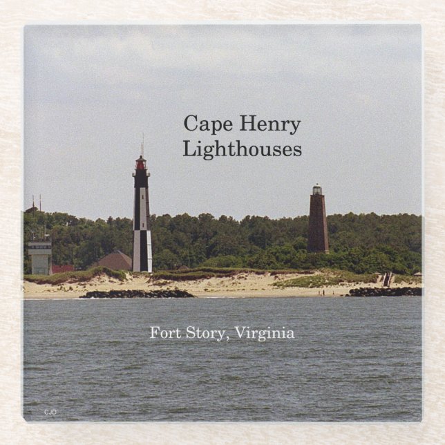 Dessous-de-verre En Verre Dessous de verre en verre des phares Cape Henry (Devant)