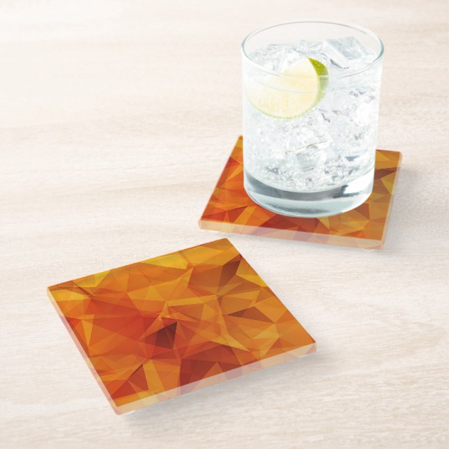 Dessous-de-verre En Verre Dessous de verre en verre design orange et ambre (Incliné)