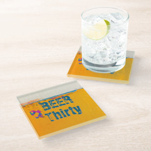 Dessous-de-verre En Verre Dessous de verre en verre disent Bière trente