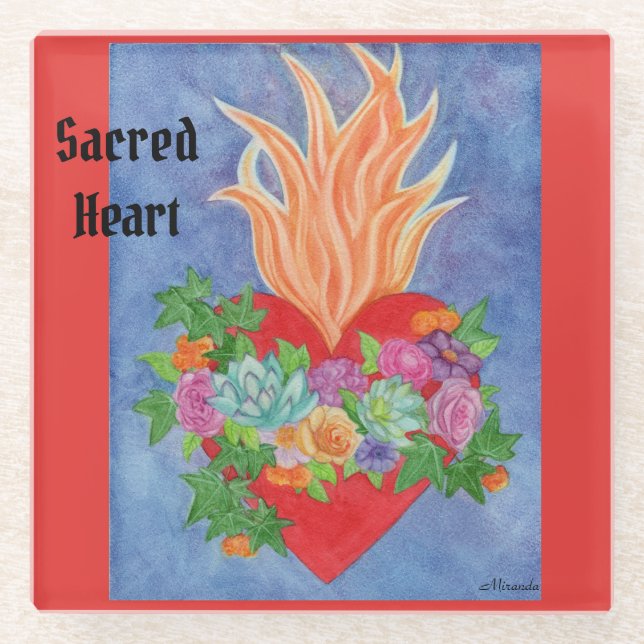Dessous-de-verre En Verre Dessous de verre en verre du Sacré-Coeur Coloré Ar (Devant)