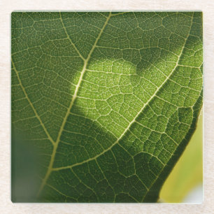 Dessous-de-verre En Verre Dessous de verre en verre feuille de cœur à la lum