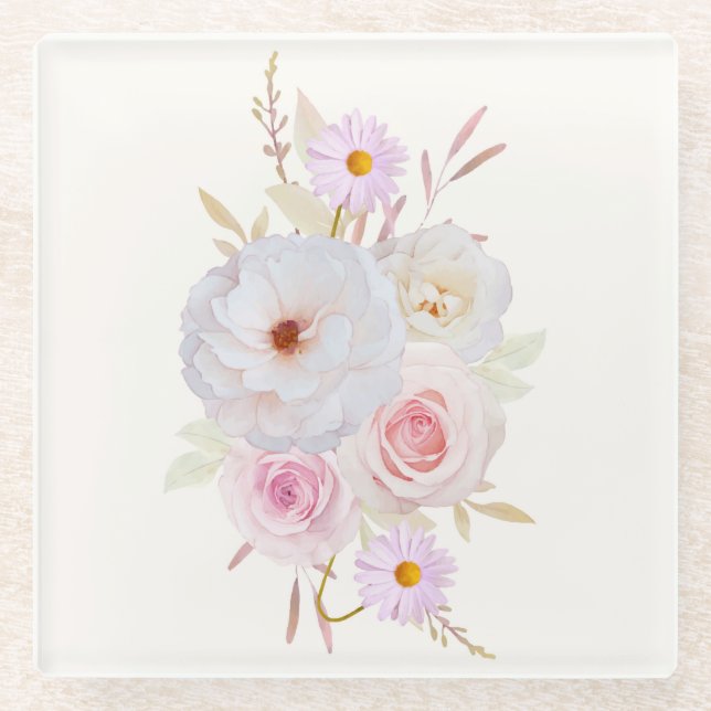 Dessous-de-verre En Verre Dessous de verre en verre floral (Devant)