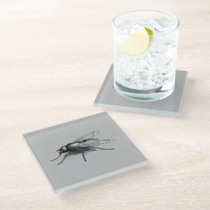 Dessous-de-verre En Verre Dessous de verre en verre gris mouche géant Fly Bu