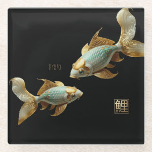Dessous-de-verre En Verre Dessous de verre en verre/Koi en porcelaine/Dessou