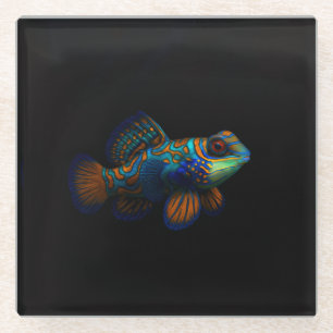Dessous-de-verre En Verre Dessous de verre en verre luxueux noir 4, poisson 
