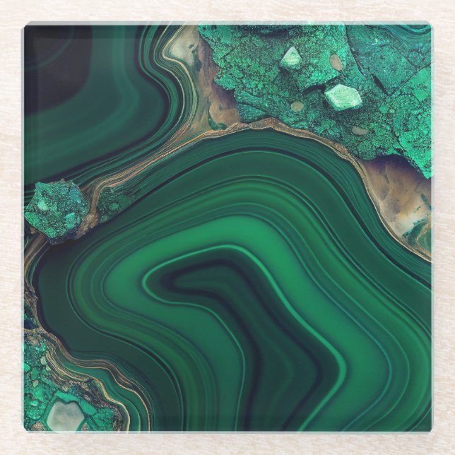 Dessous-de-verre En Verre Dessous de verre en verre Malachite (Devant)