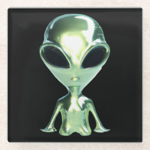 Dessous-de-verre En Verre Dessous de verre en verre métallique Alien extrate