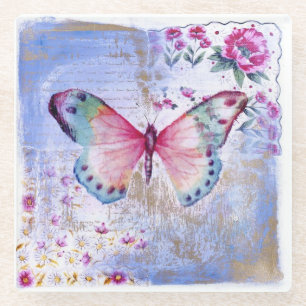Dessous-de-verre En Verre Dessous de verre en verre/papillon