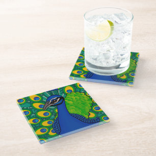 Dessous-de-verre En Verre Dessous de verre en verre Peacock