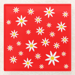 Dessous-de-verre En Verre Dessous de verre en verre Red Daisy