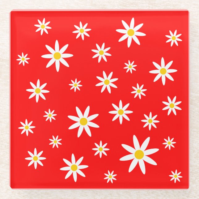 Dessous-de-verre En Verre Dessous de verre en verre Red Daisy (Devant)