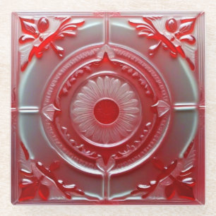 Dessous-de-verre En Verre Dessous de verre en verre rouge unique
