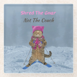 Dessous-de-verre En Verre Dessous de verre en verre, Shred Gnar Ski Cat
