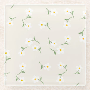 Dessous-de-verre En Verre Dessous de verre floral Marguerite Crème Élégant