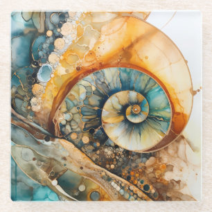 Dessous-de-verre En Verre Dessous de verre fossile de Gem Ammonite