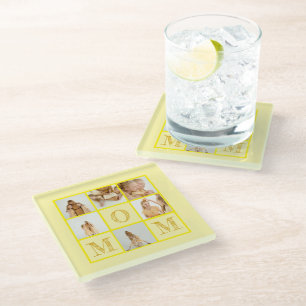 Dessous-de-verre En Verre Dessous de verre jaune personnalisé - Photo et tex