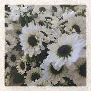 Dessous-de-verre En Verre Dessous de verre - Marguerites noires et blanches
