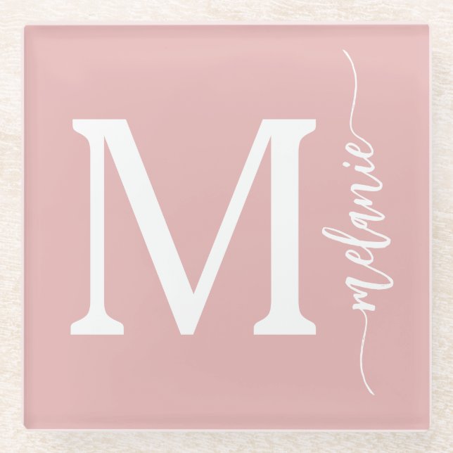 Dessous-de-verre En Verre Dessous de verre Monogram rose en verre (Devant)