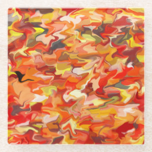 Dessous-de-verre En Verre Dessous de verre oranges en verre de remous