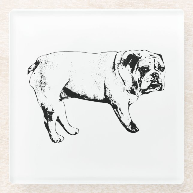 Dessous-de-verre En Verre Dessous de verre Outline Bulldog (Devant)