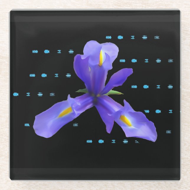 Dessous-de-verre En Verre Dessous de verre pourpres en verre de fleur d'iris (Devant)