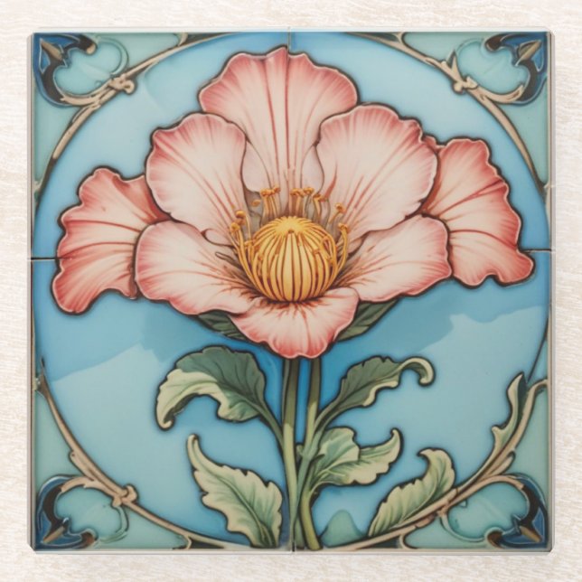 Dessous-de-verre En Verre Dessous de verre rose (Devant)