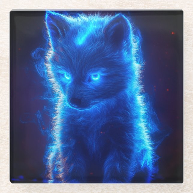 Dessous-de-verre En Verre Dessous de verre unique Wolf Pup (Devant)