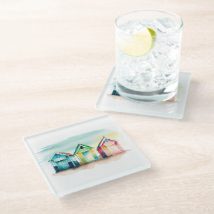 Dessous-de-verre En Verre Dessous de verre, Verre - Plage Cabines1 Dessous d