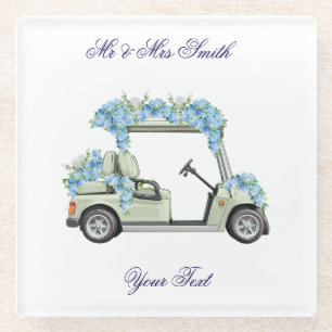 Dessous-de-verre En Verre Dessus de verre de mariage pour chariot de golf à