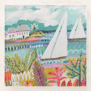 Dessous-de-verre En Verre Deux voiliers