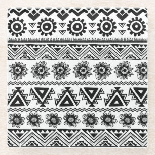 Dessous-de-verre En Verre Deuxième ethnie tribale, motif sans coutures.