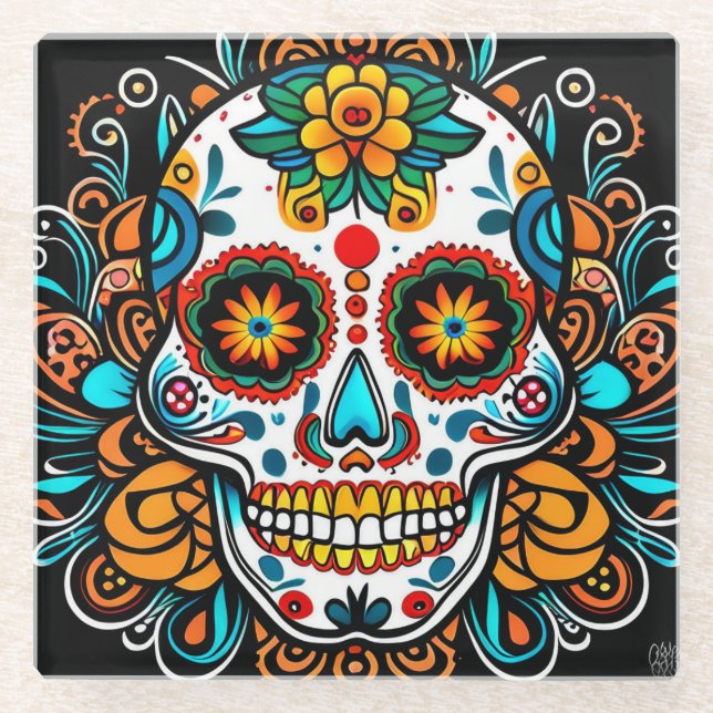 Dessous-de-verre En Verre Dia de los Muertos (Devant)