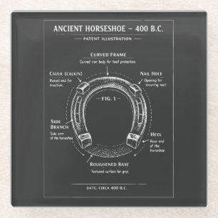 Dessous-de-verre En Verre Diagramme de fer à cheval ancien