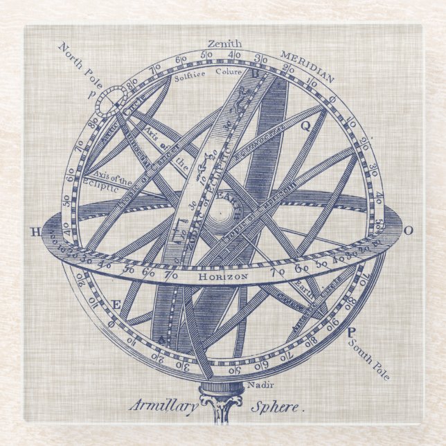 Dessous-de-verre En Verre Diagramme de sphère armillaire (Devant)