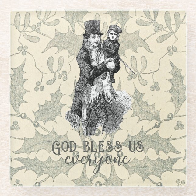 Dessous-de-verre En Verre Dieu nous bénisse tous Dickens Noël Carol (Devant)