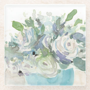 Dessous-de-verre En Verre Disposition de ressort - bouquet d'aquarelle