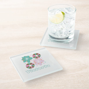 Dessous-de-verre En Verre Donuts glaçés de Noël gribouillis rose