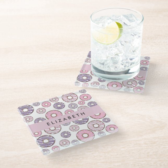 Dessous-de-verre En Verre Donuts Roses, Donuts Violets, Saupoudrages, Votre  (Incliné)