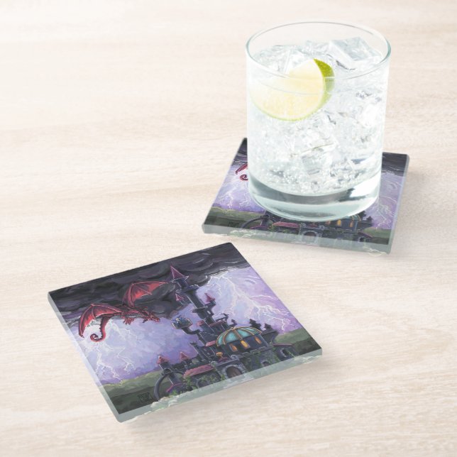 Dessous-de-verre En Verre Dragon Castle ART (Incliné)