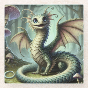 Dessous-de-verre En Verre Dragon Jabberwocky Mignon Créature Fantastique Art