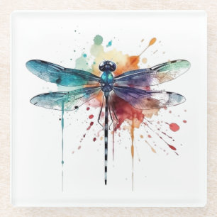 Dessous-de-verre En Verre Dragonfly à l'aquarelle