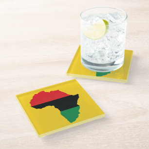 Dessous-de-verre En Verre Drapeau Afrique rouge, noire et verte