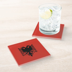 Dessous-de-verre En Verre Drapeau albanais